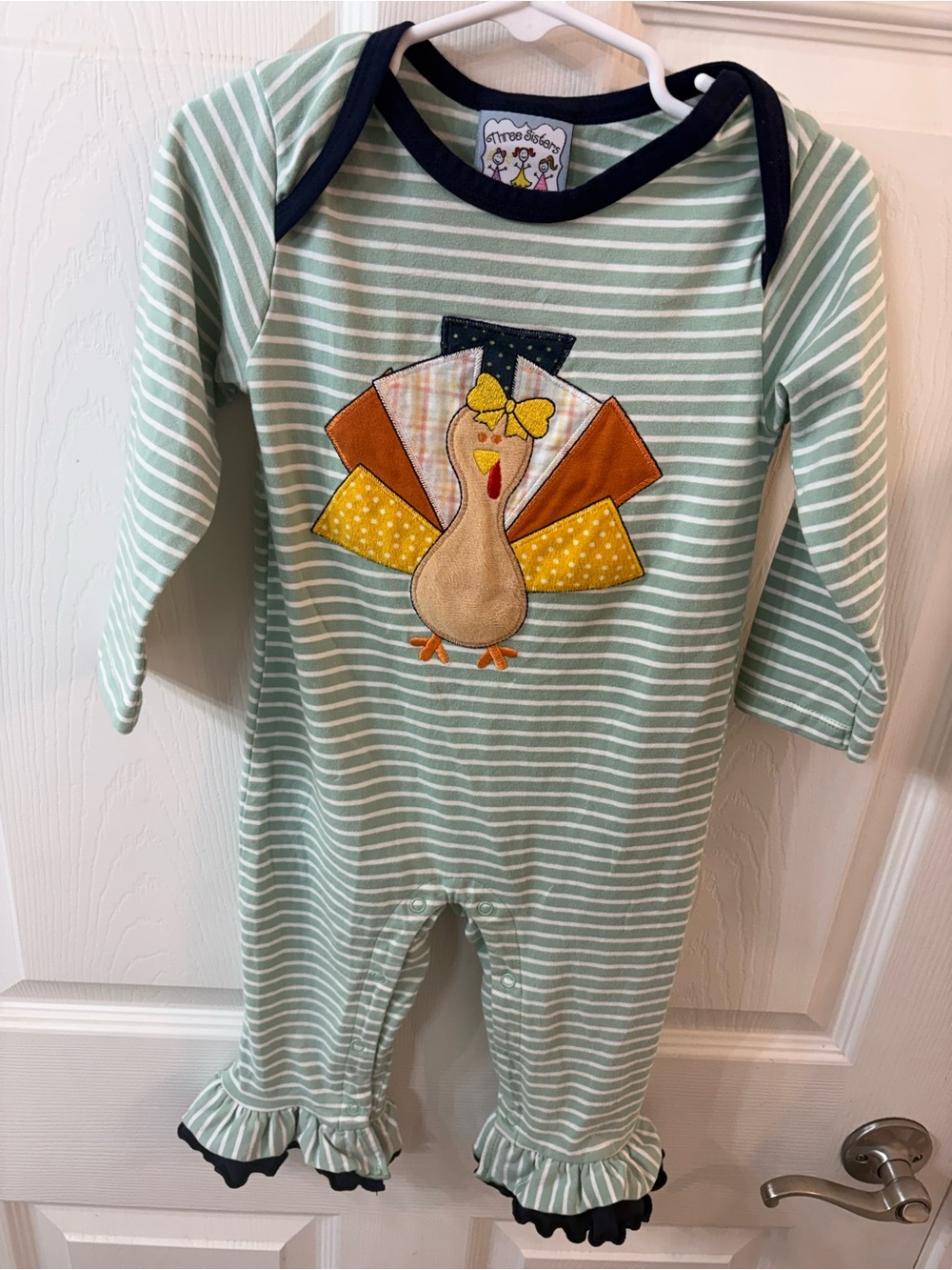 Three Sisters Baby Girl 24 Mo Turkey Appliqué One-Piece Thanksgiving Romper